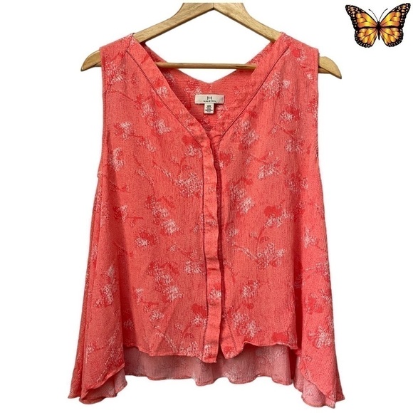 H By Halston Sleeveless V Neck Swing Button Front Viscose Top Size Medium - Picture 1 of 10